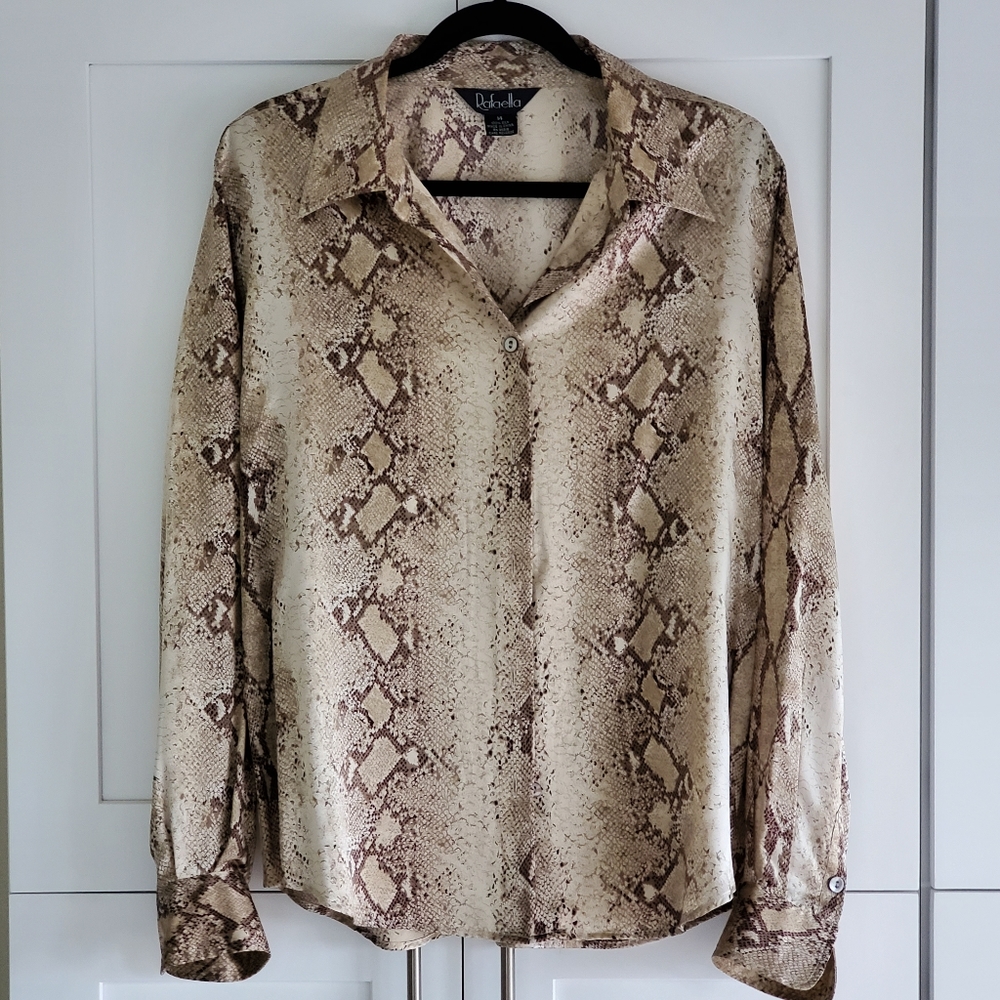 Snake print silk blouse size 14 - Picture 3 of 9